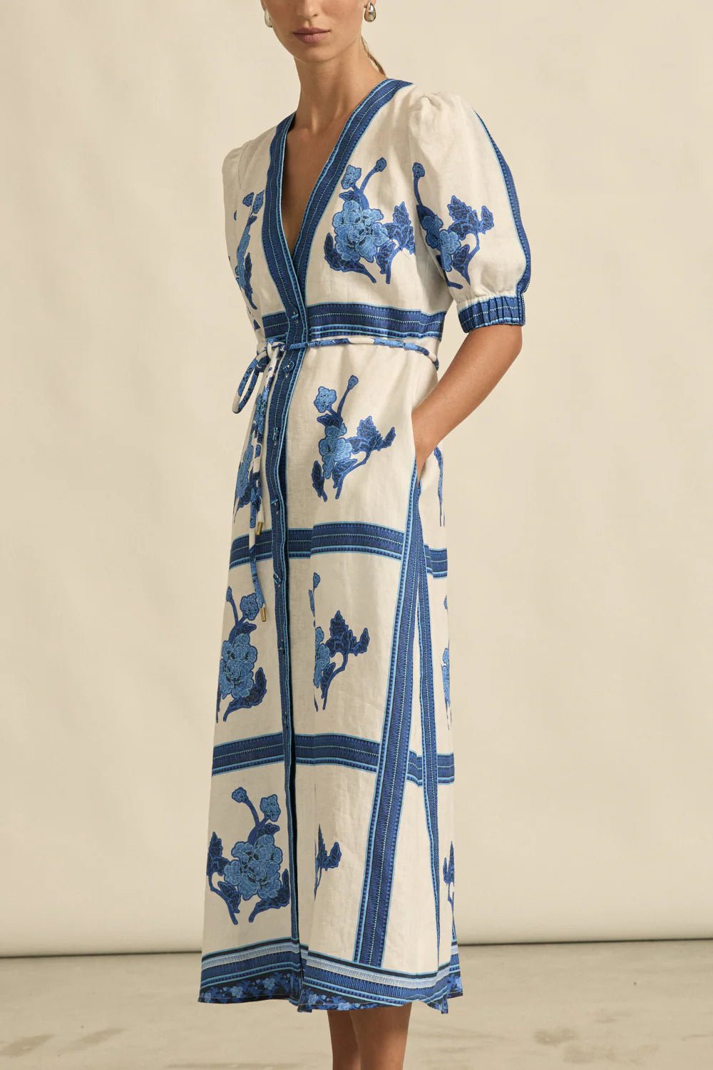 Portrait dress - azure collage Dresses Zoe Kratzmann