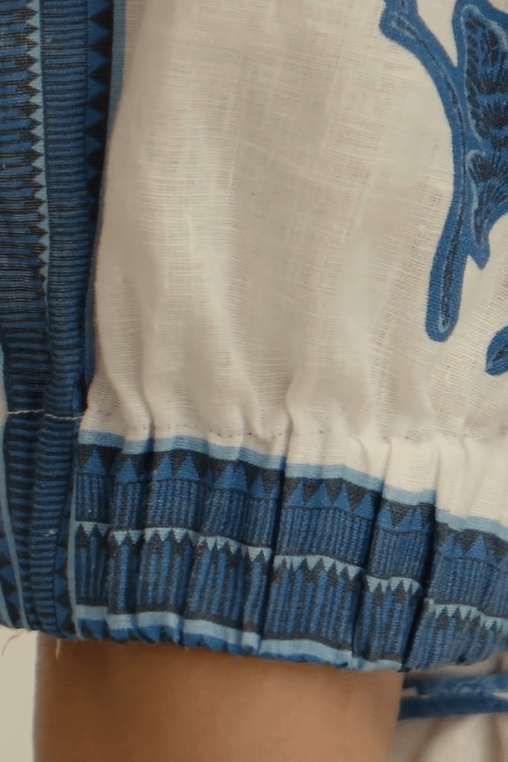 Portrait dress - azure collage Dresses Zoe Kratzmann