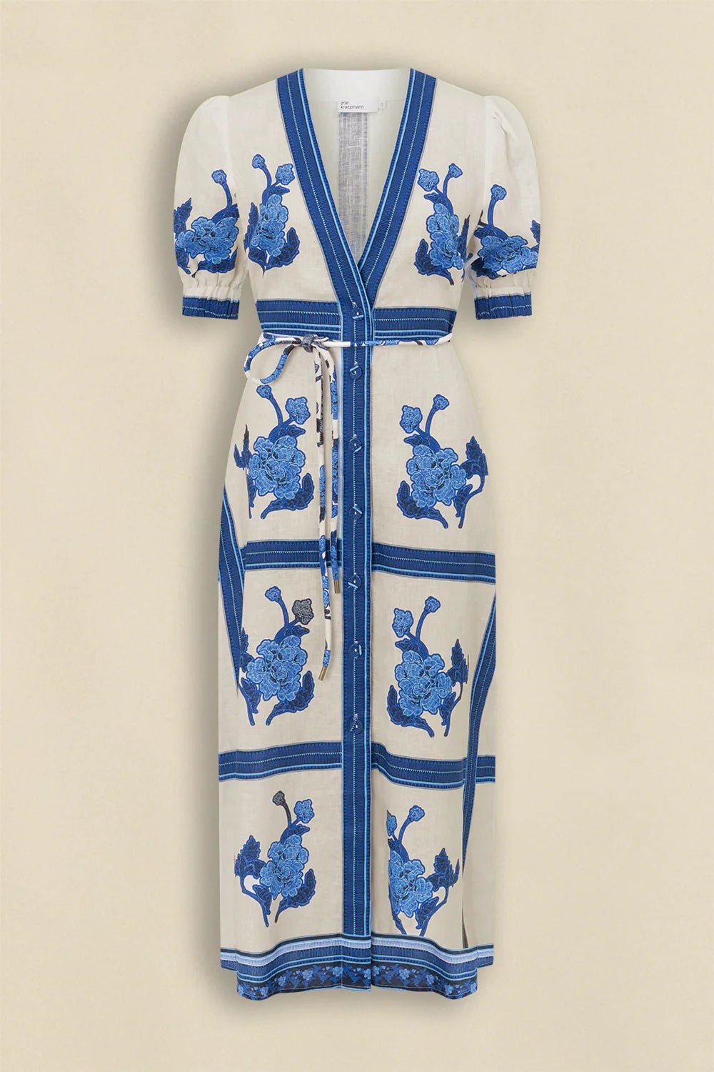 Portrait dress - azure collage Dresses Zoe Kratzmann