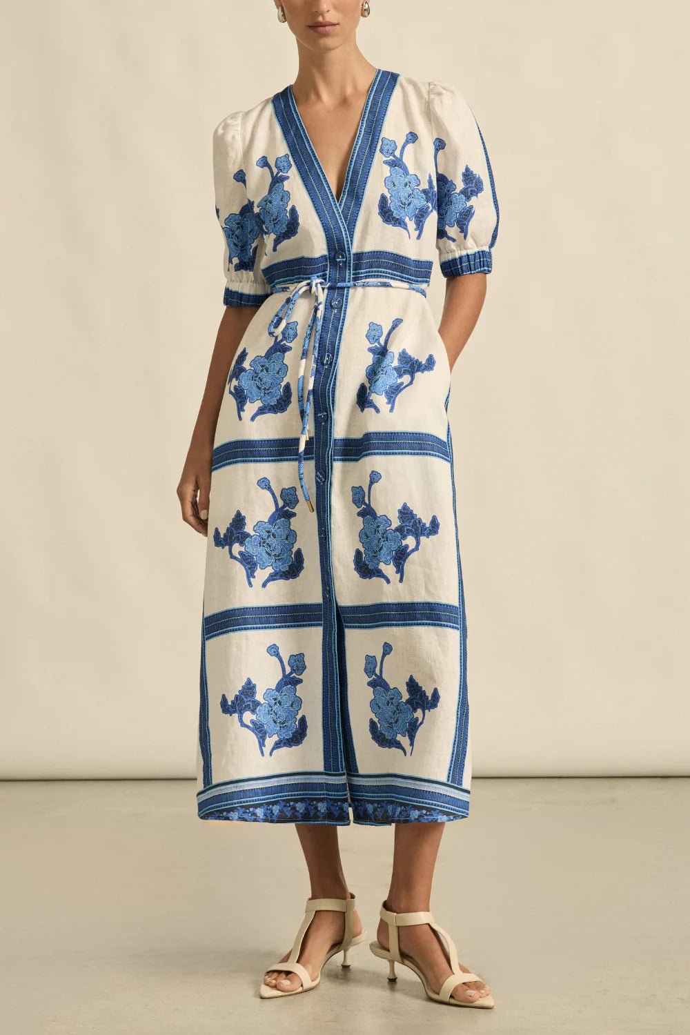 Portrait dress - azure collage Dresses Zoe Kratzmann