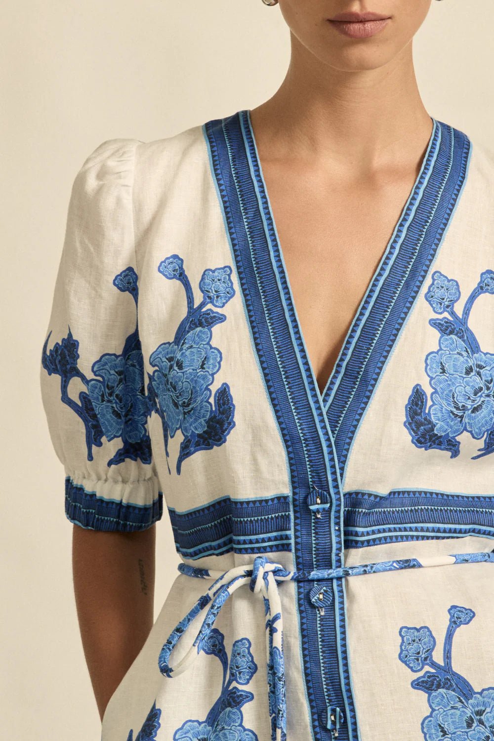 Portrait dress - azure collage Dresses Zoe Kratzmann