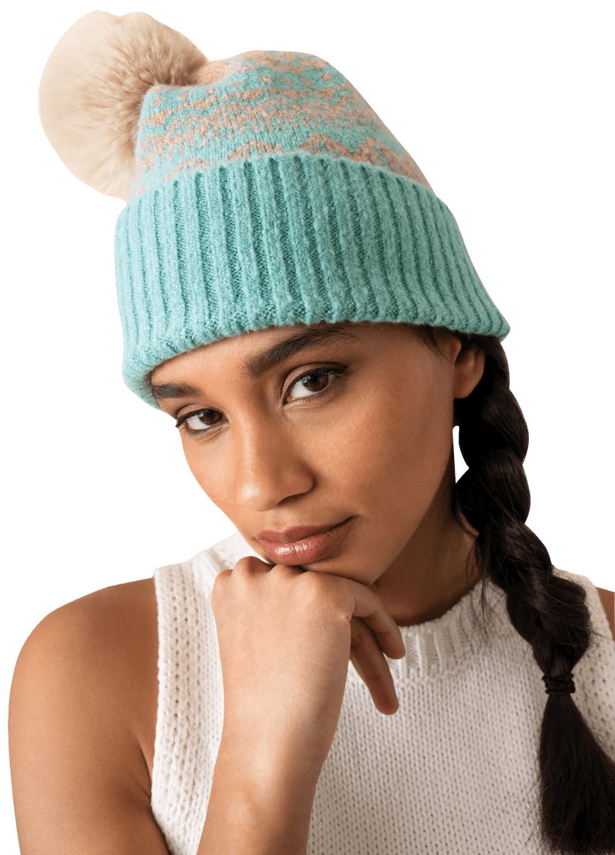 Powder Thora Bobble Hat - Aqua/Taupe hat powder