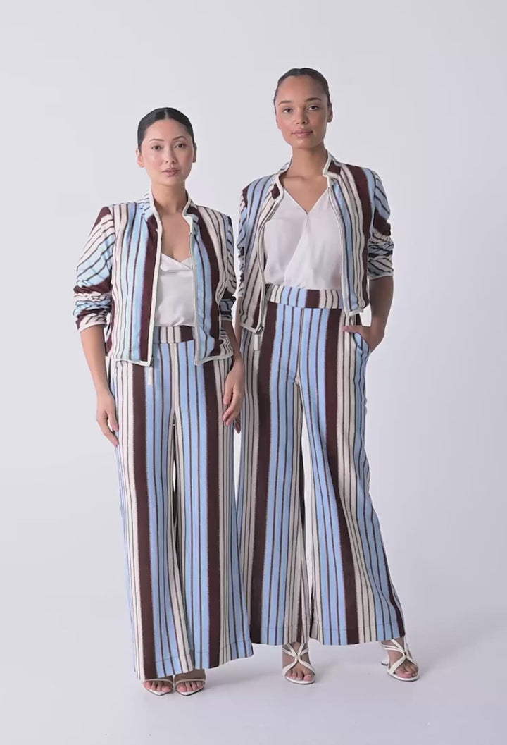 Delray Reversible Linen Viscose Jacket in Nautilus Bloom / Iridescent Stripe Coats &amp; Jackets Once Was