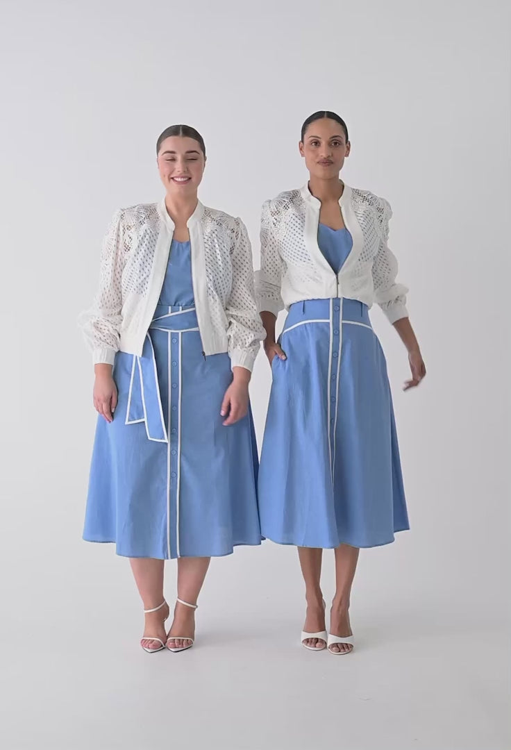 Selena Cotton Silk Bomber Jacket in Ivory Coats &amp; Jackets Once Was