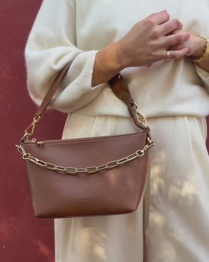 Leyton Crossbody - Tan Saffiano Handbag Elms and King