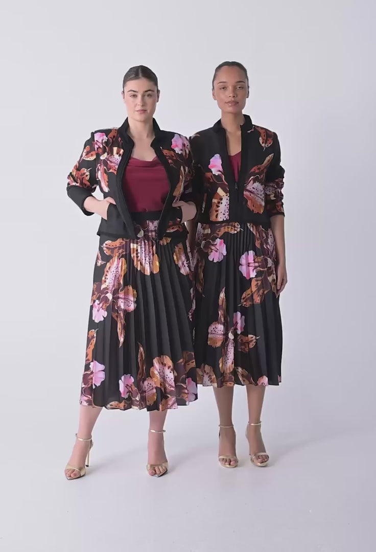 Delray Reversible Linen Viscose Jacket in Sunset Orchid/Noir Orchid