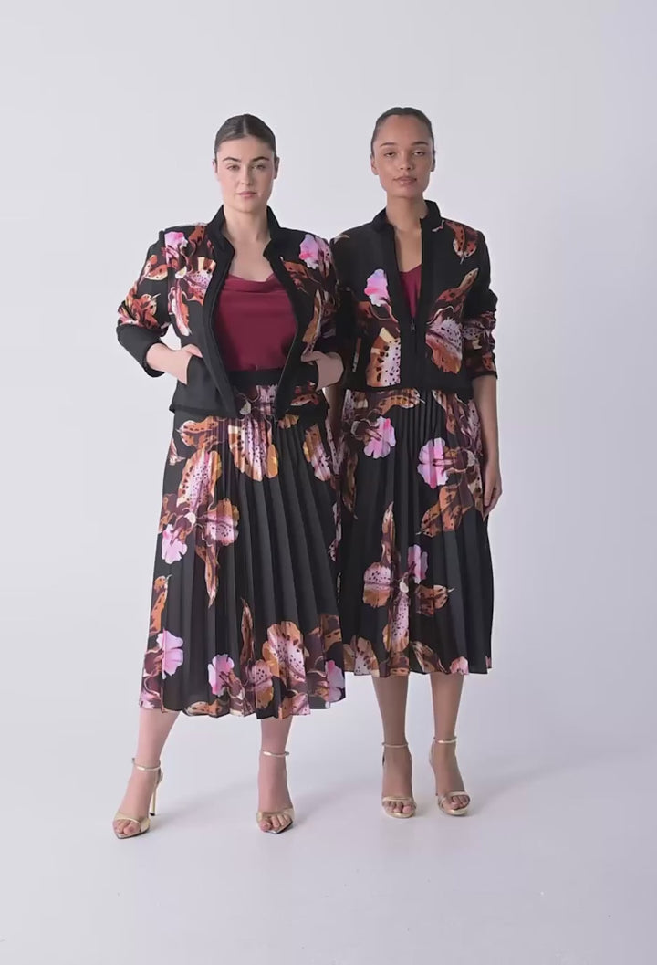 Delray Reversible Linen Viscose Jacket in Sunset Orchid/Noir Orchid