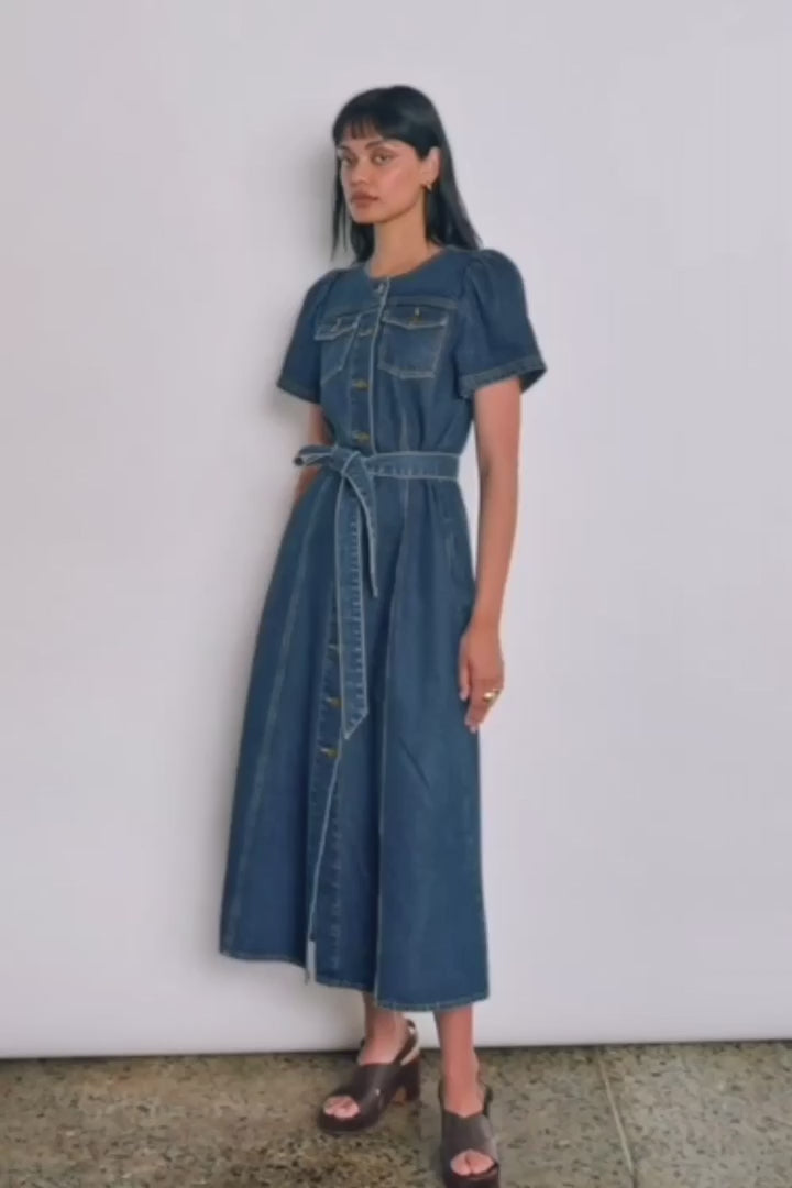 allude dress - indigo denim Zoe Kratzmann