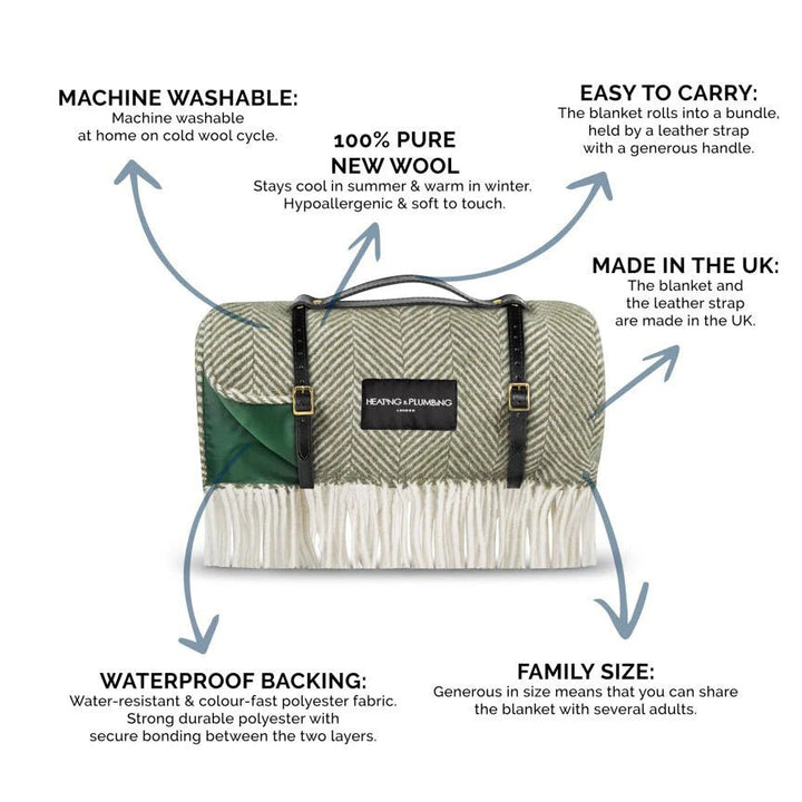 Pure New Wool picnic Blanket - Henley on Thomas Blankets Heating and Plumbing London