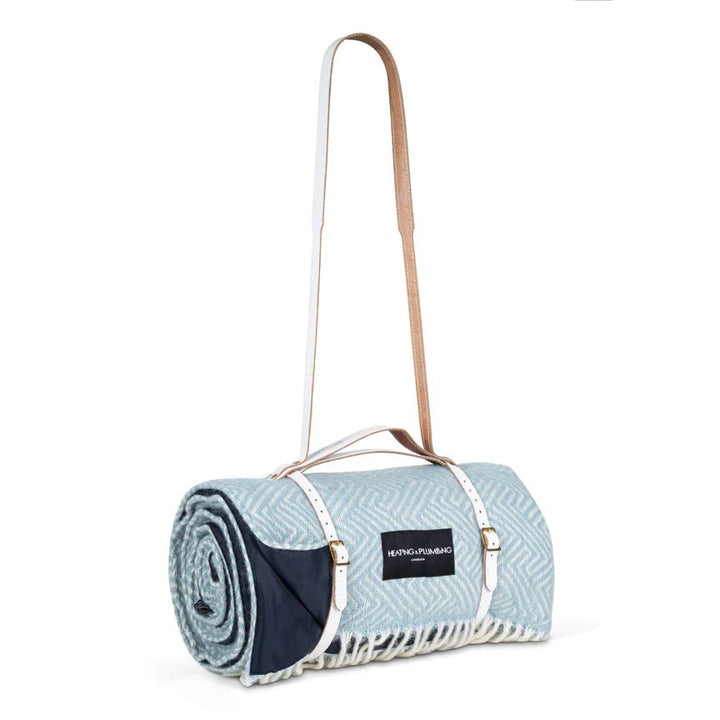 Pure New Wool picnic blanket - Lollypop Duck egg Blankets Heating and Plumbing London