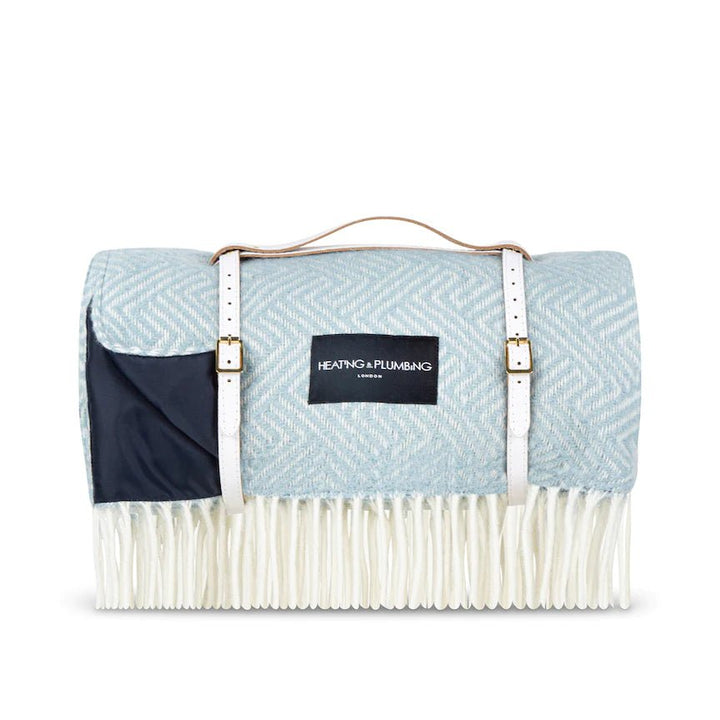 Pure New Wool picnic blanket - Lollypop Duck egg Blankets Heating and Plumbing London