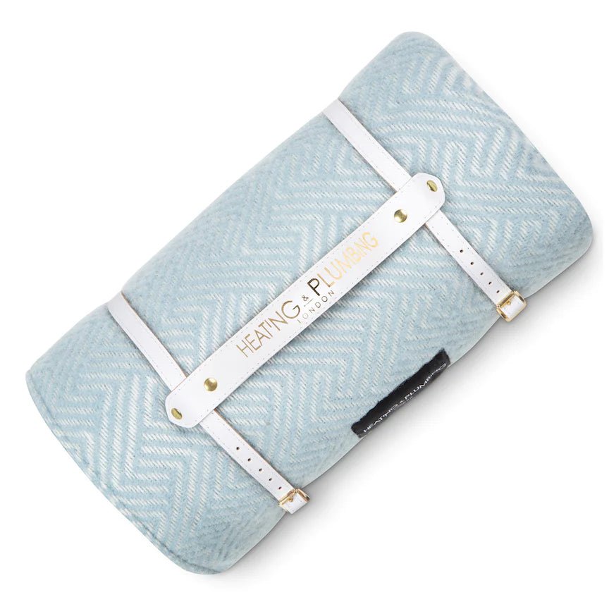 Pure New Wool picnic blanket - Lollypop Duck egg Blankets Heating and Plumbing London