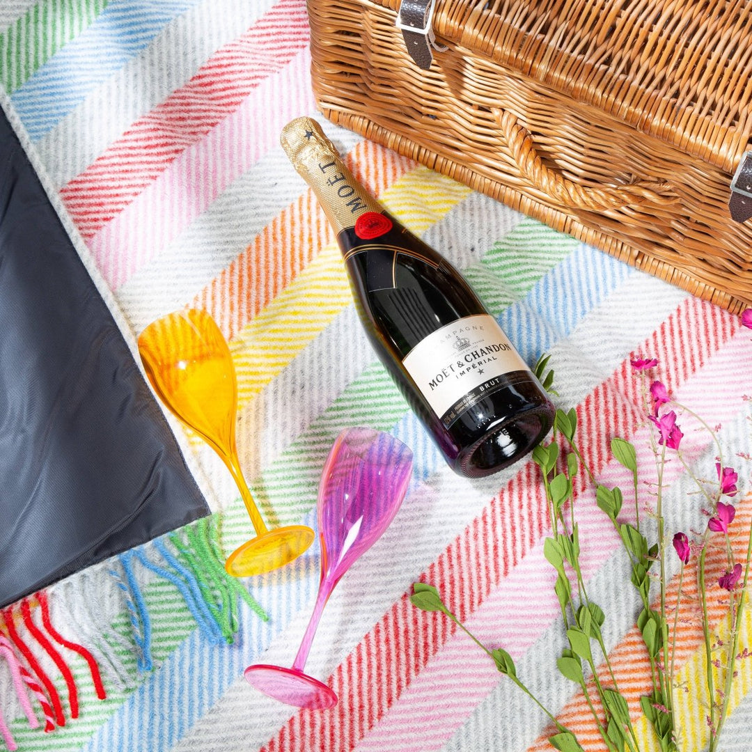 Pure new wool picnic blanket - Rainbow - Short Yellow Strap Heating &amp; Plumbing London
