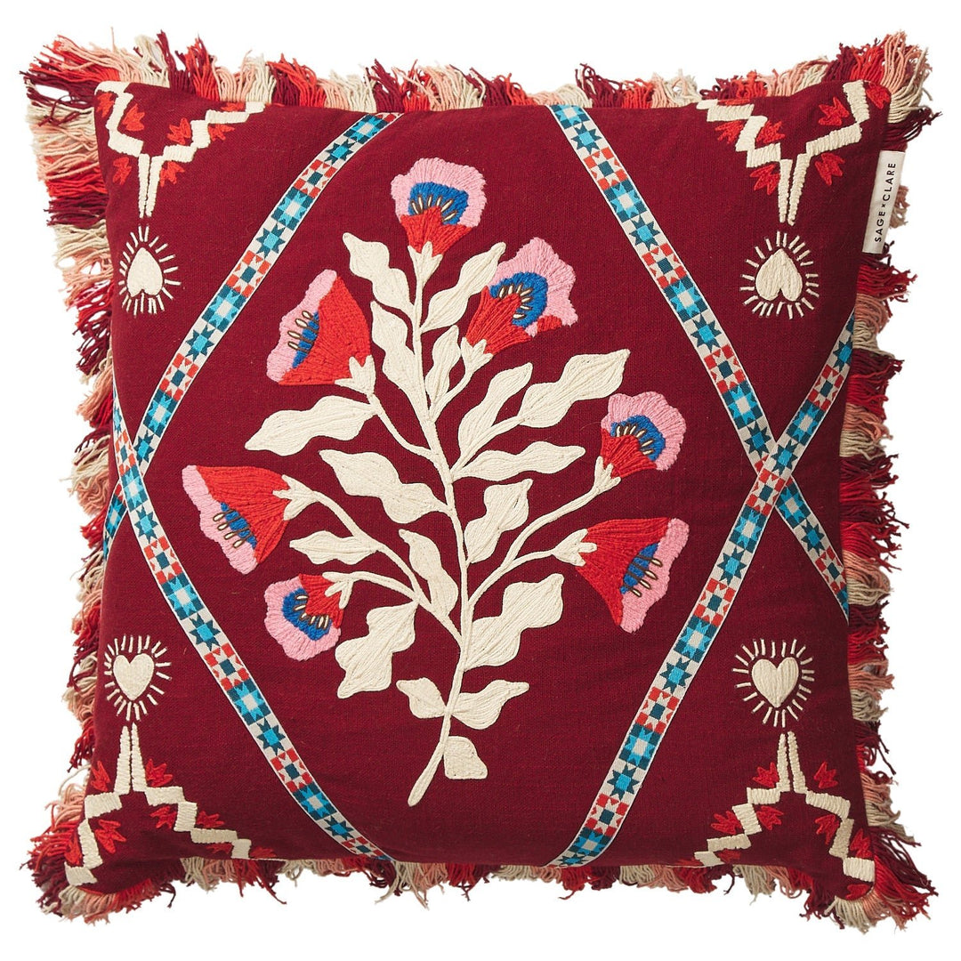 Quinn Embroidered Cushion cushion Sage & Clare Feather Insert