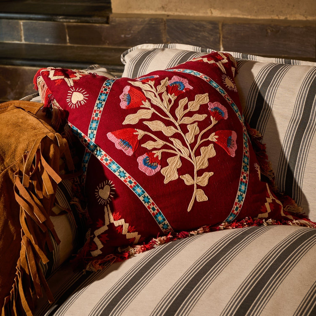 Quinn Embroidered Cushion cushion Sage &amp; Clare