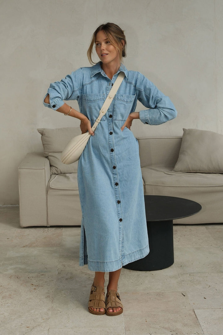 Rae Long Sleeve Midi Dress - Stanleyandstone