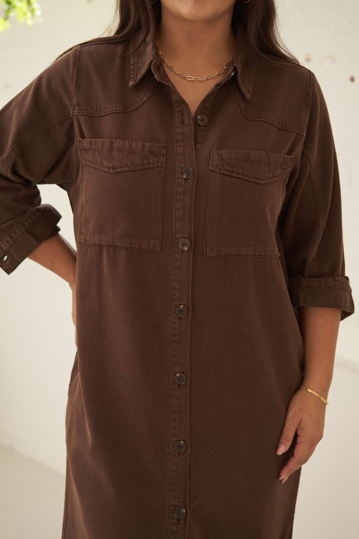 Rae Long Sleeve Midi Dress - Chocolate dress Ceres Life