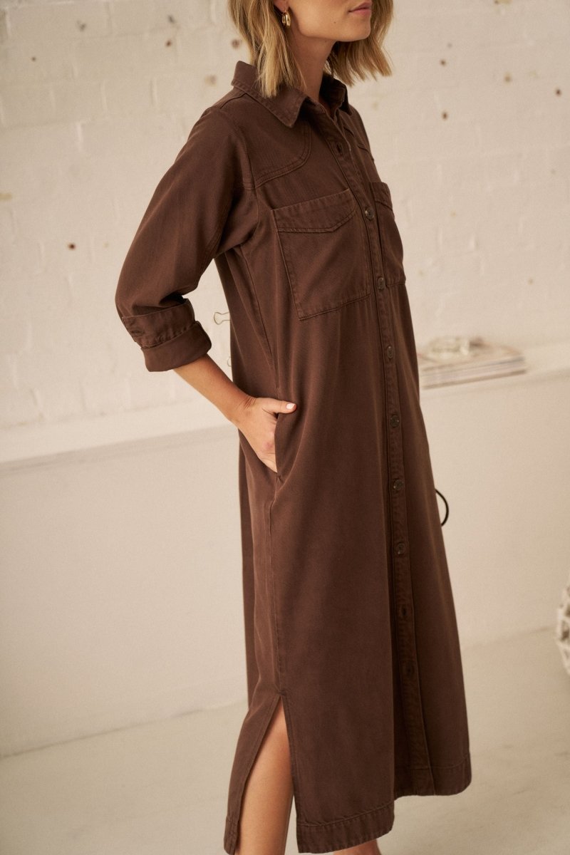 Rae Long Sleeve Midi Dress - Chocolate dress Ceres Life