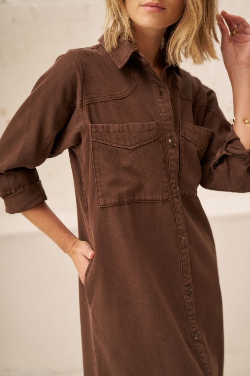 Rae Long Sleeve Midi Dress - Chocolate dress Ceres Life