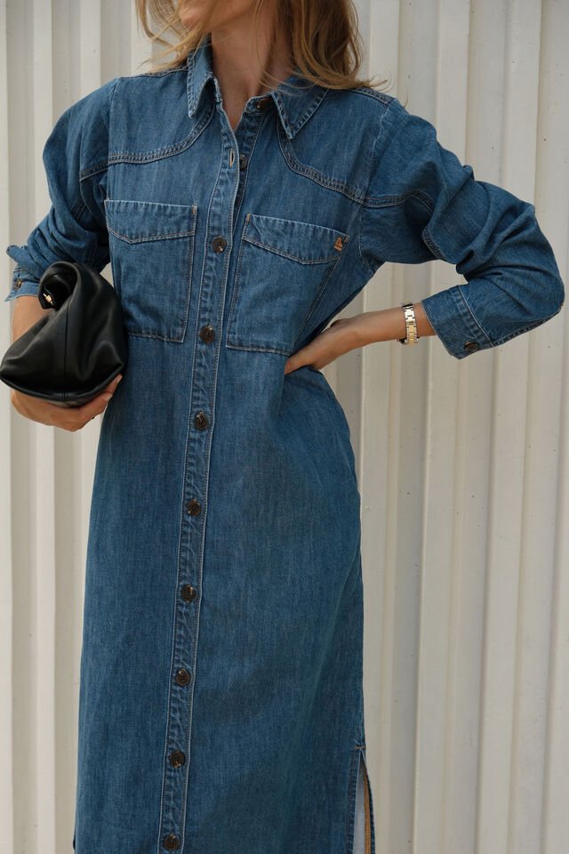 Rae Long Sleeve Midi Dress - fresh indigo Dress Ceres Life