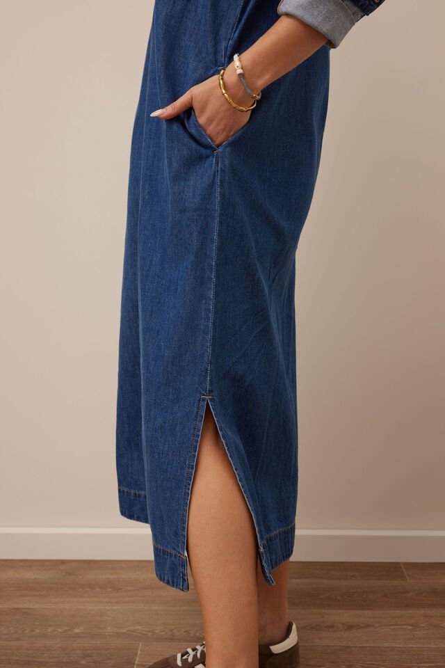 Rae Long Sleeve Midi Dress - fresh indigo Dress Ceres Life