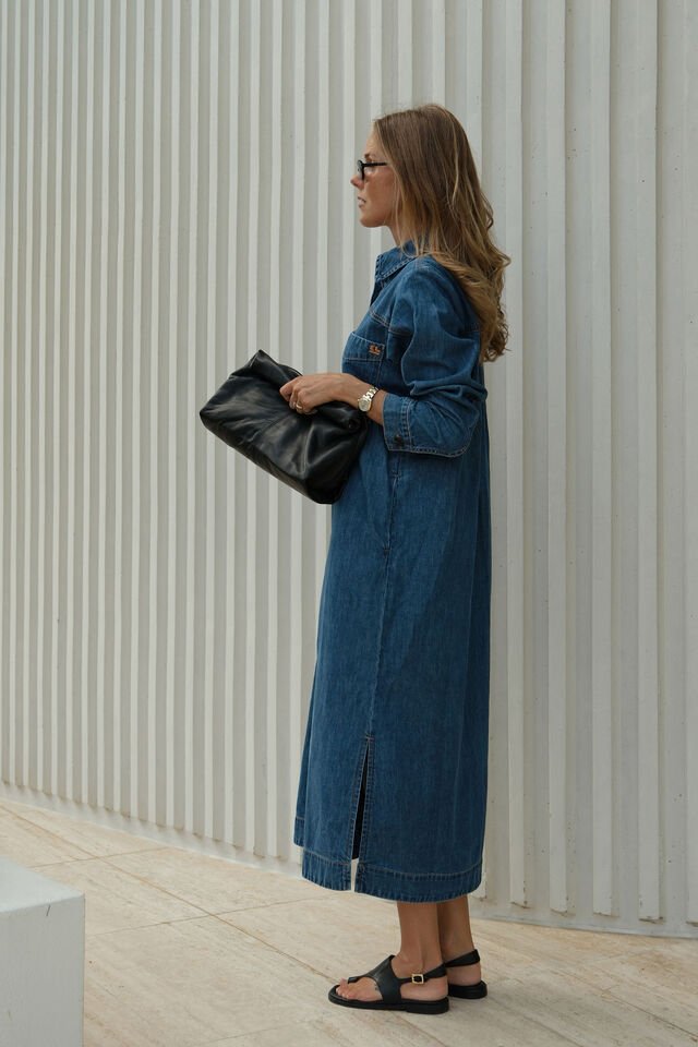 Rae Long Sleeve Midi Dress - fresh indigo Dress Ceres Life