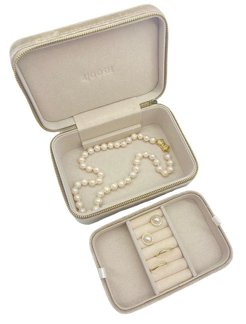 Rectangle Velvet Jewelery Case - Champagne accessories zjoosh   