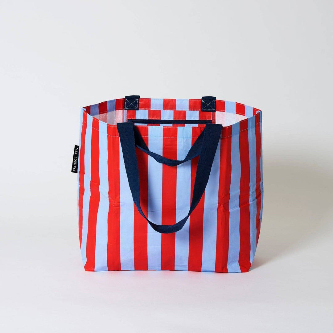 Red Blue Stripe Medium Tote Project Ten Pty Ltd