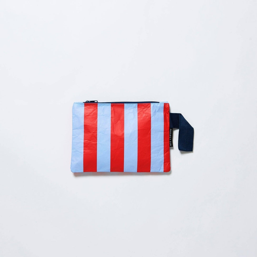 Red Blue Stripe Mini Zip Pouch Project Ten Pty Ltd