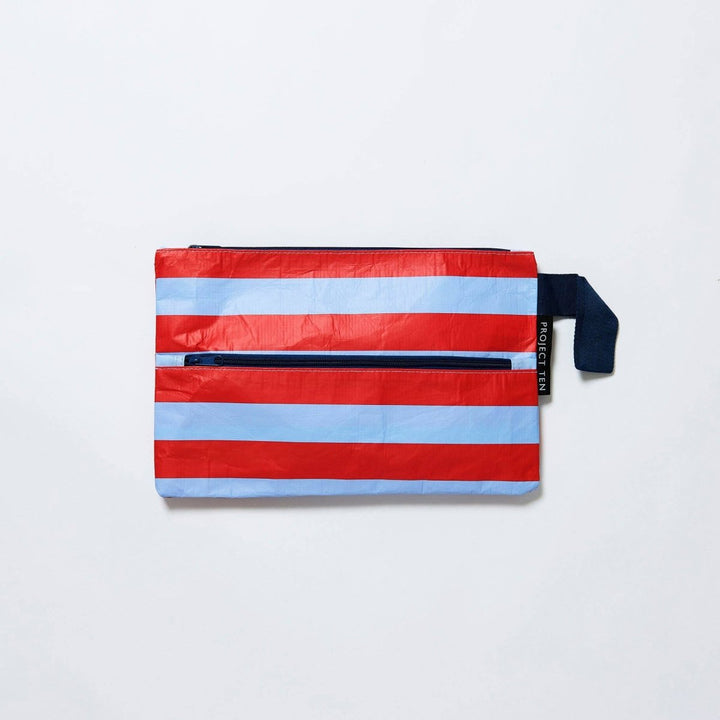 Red Blue Stripe Pencil Case - Stanleyandstone