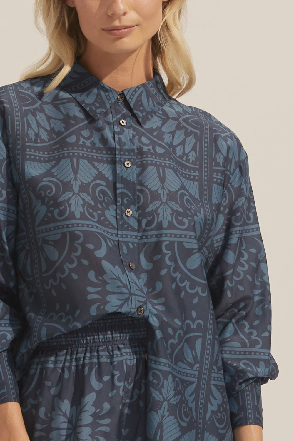 Reflex Top - Indigo Mosaic blouse Zoe Kratzmann   
