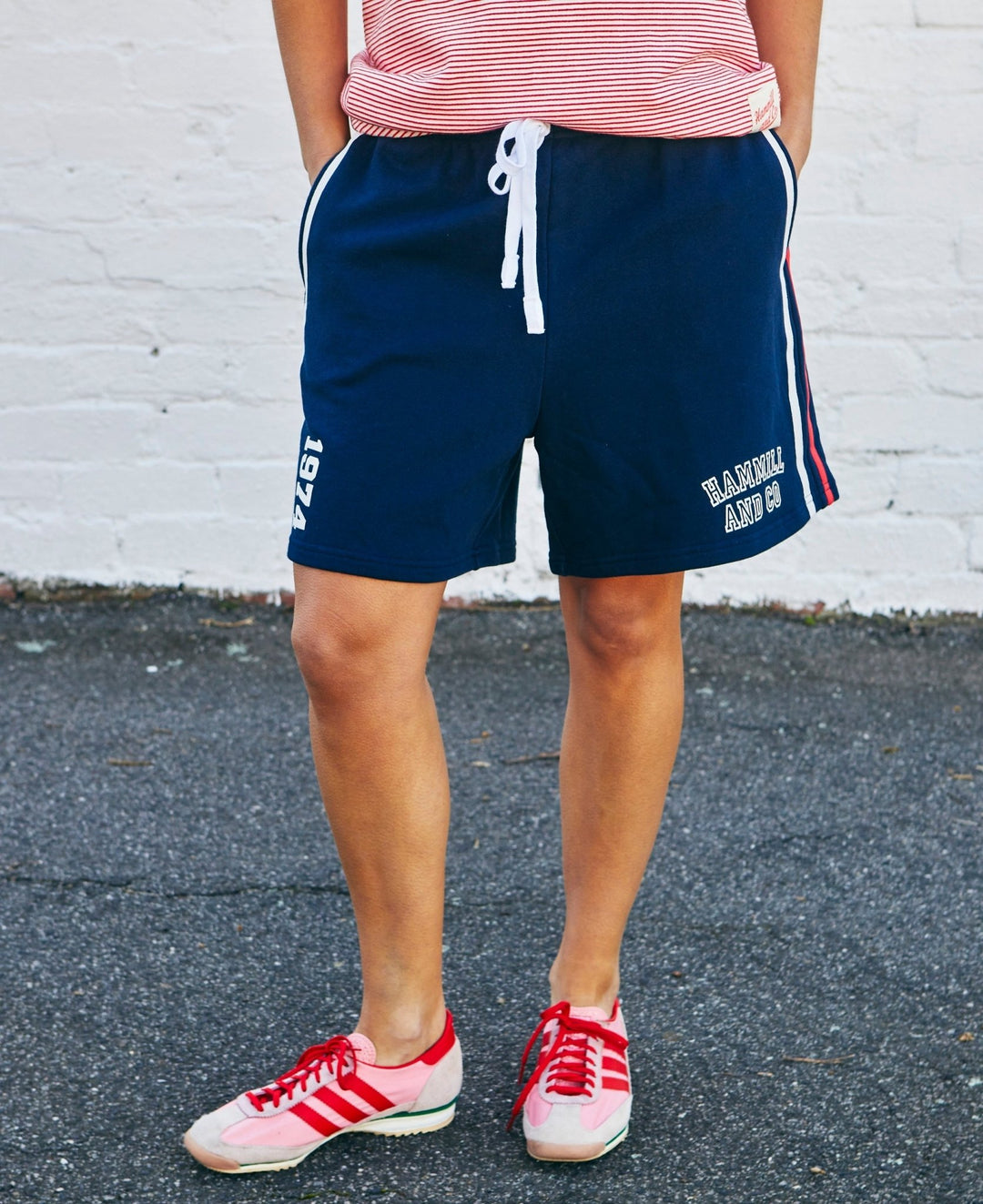 RETRO SHORTS WITH SIDE STRIPES - NAVY Shorts hammill & Co