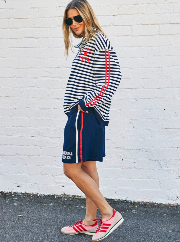 RETRO SHORTS WITH SIDE STRIPES - NAVY Shorts hammill & Co