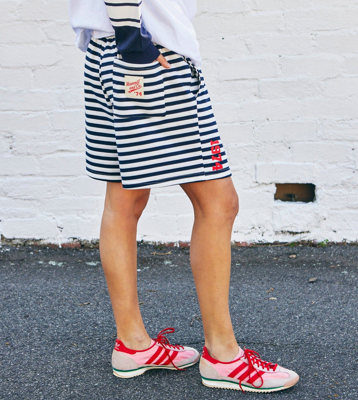 RETRO STRIPE SHORTS - NAVY/WHITE Shorts hammill & Co