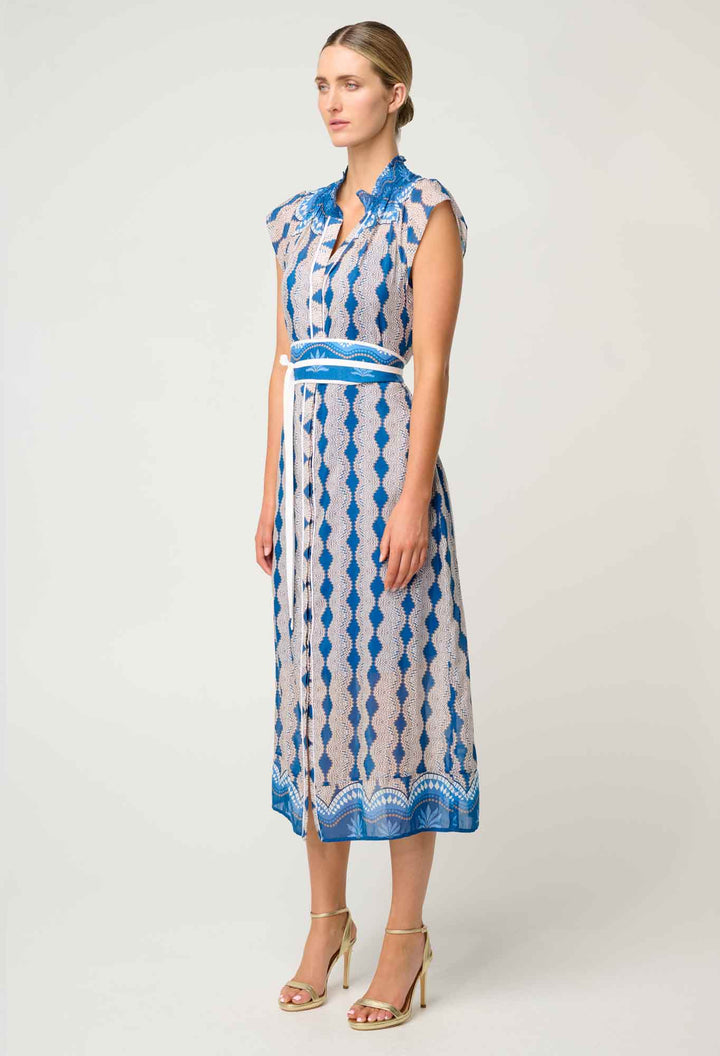 Rimal Cotton Silk Maxi Dress in Marrakech Topaz - Stanleyandstone