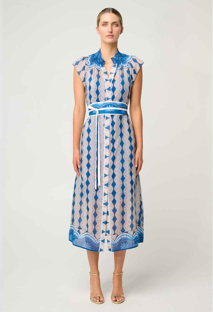 Rimal Cotton Silk Maxi Dress in Marrakech Topaz - Stanleyandstone