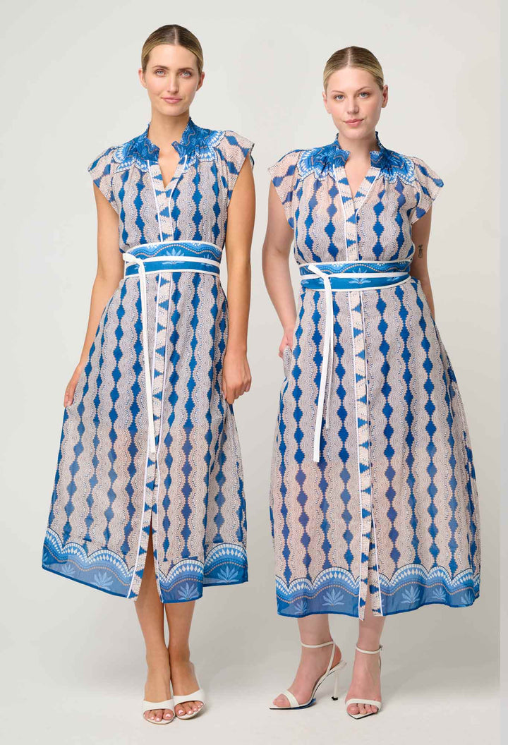 Rimal Cotton Silk Maxi Dress in Marrakech Topaz - Stanleyandstone