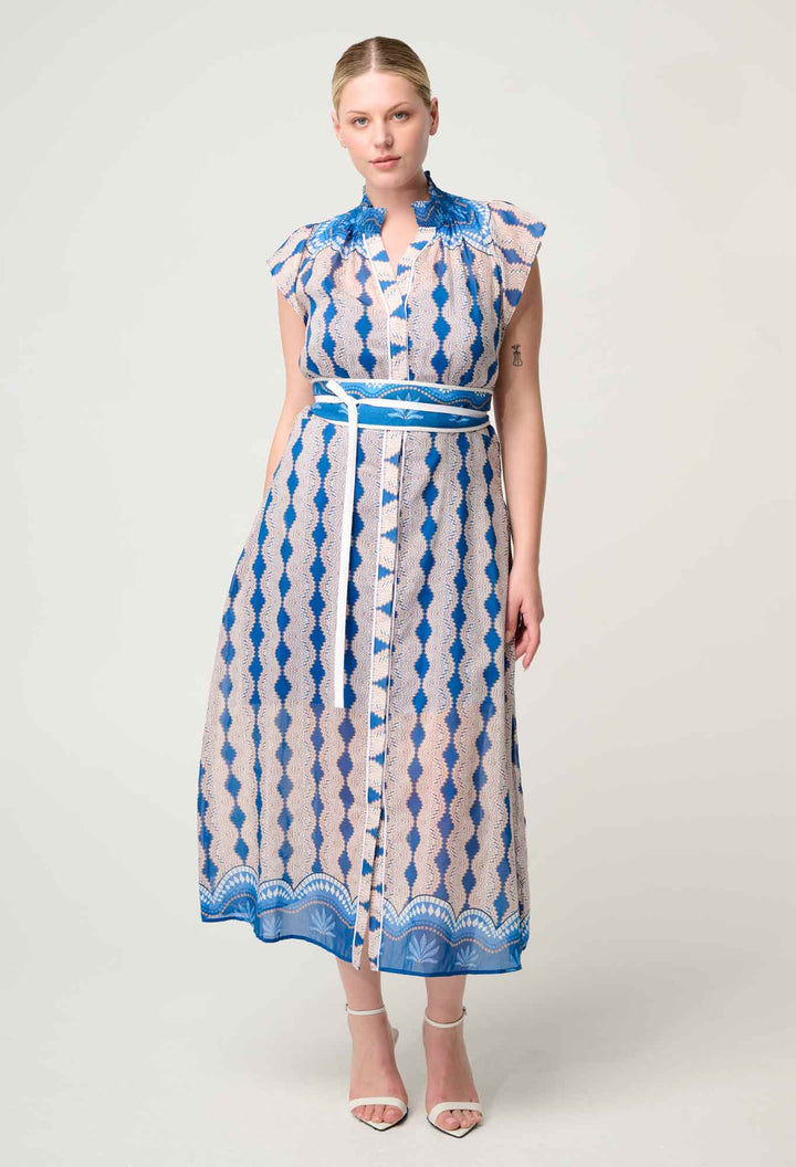 Rimal Cotton Silk Maxi Dress in Marrakech Topaz - Stanleyandstone