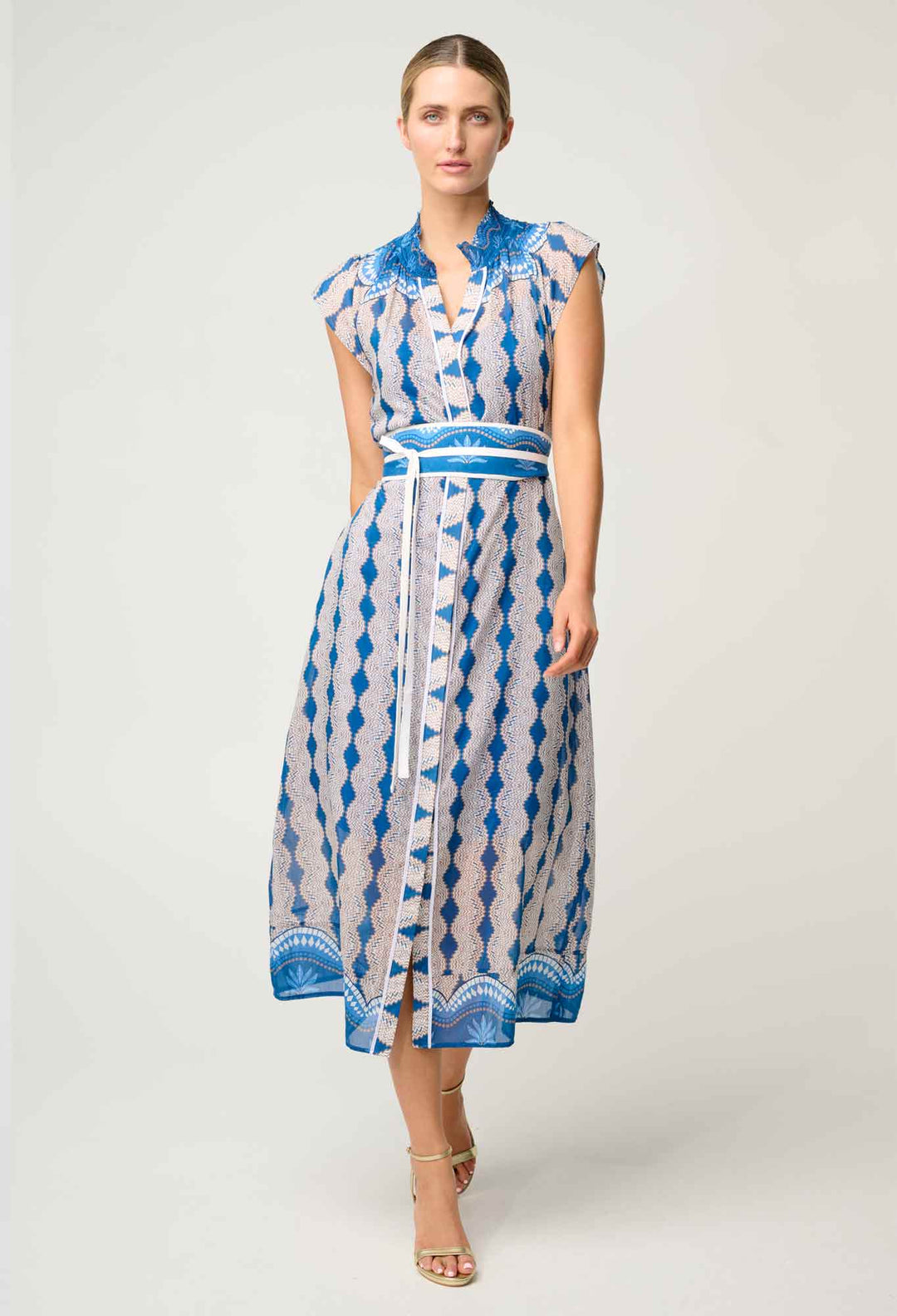 Rimal Cotton Silk Maxi Dress in Marrakech Topaz - Stanleyandstone