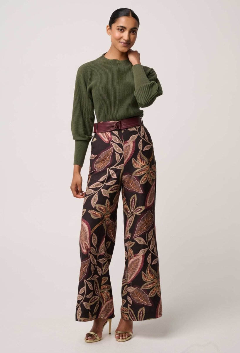 Roselle Cotton Cashmere Knit Top in Winter Moss Once Was