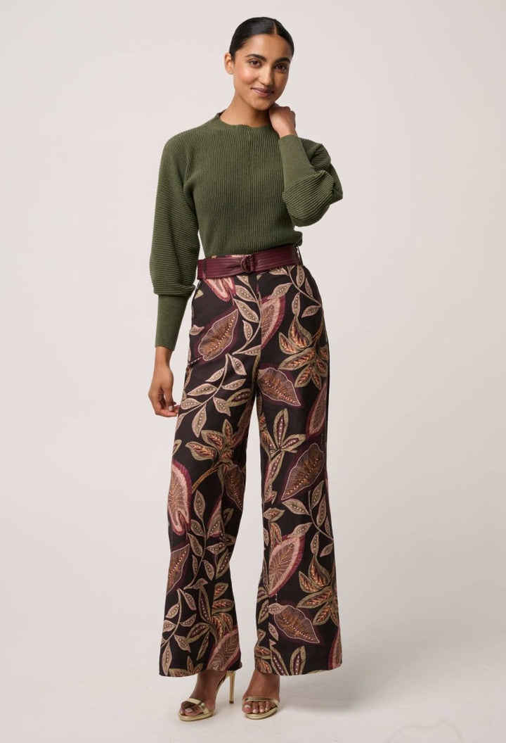 Roselle Cotton Cashmere Knit Top in Winter Moss Once Was