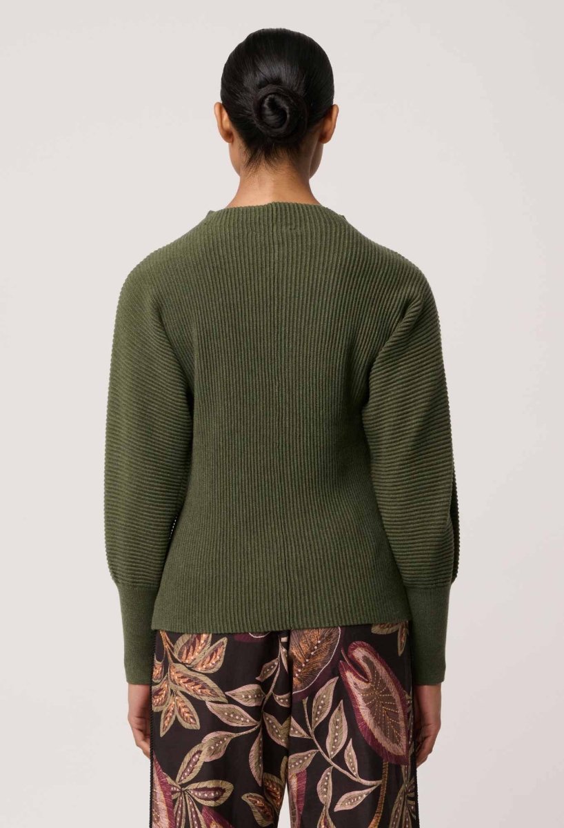 Roselle Cotton Cashmere Knit Top in Winter Moss Once Was