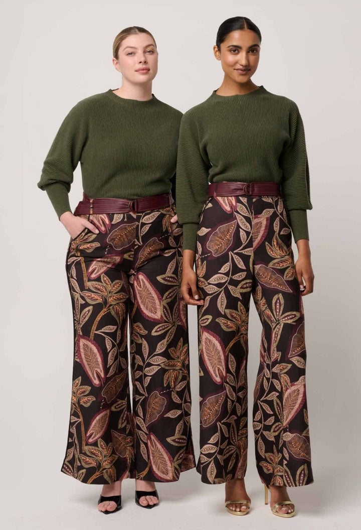 Roselle Cotton Cashmere Knit Top in Winter Moss Once Was