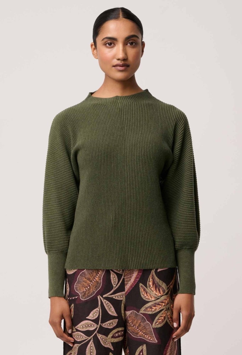 Roselle Cotton Cashmere Knit Top in Winter Moss Once Was