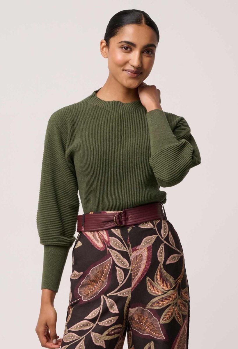 Roselle Cotton Cashmere Knit Top in Winter Moss Once Was