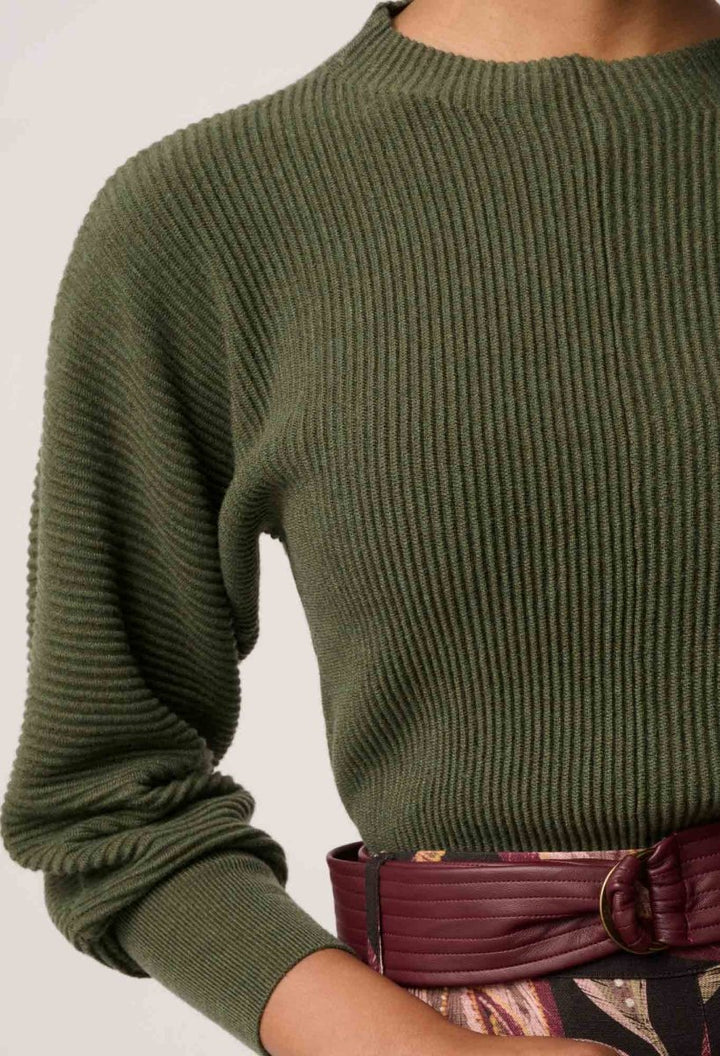Roselle Cotton Cashmere Knit Top in Winter Moss Once Was