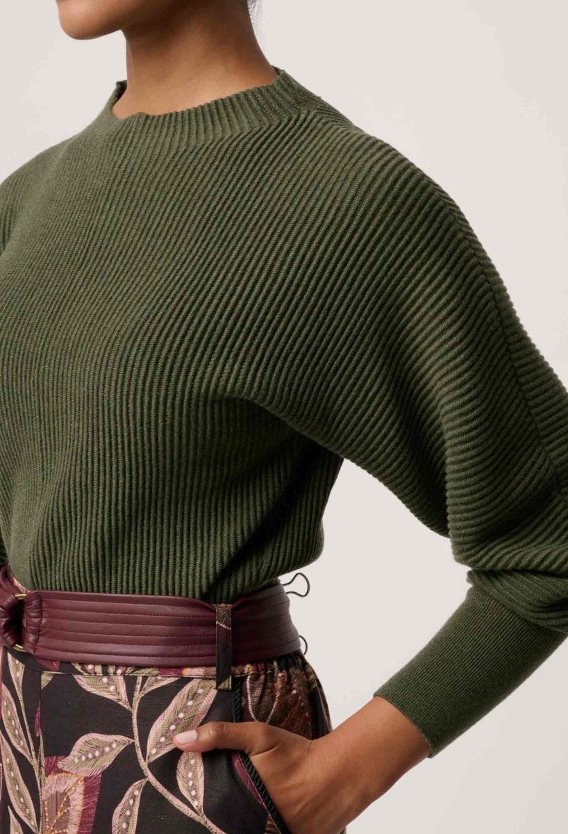 Roselle Cotton Cashmere Knit Top in Winter Moss Once Was
