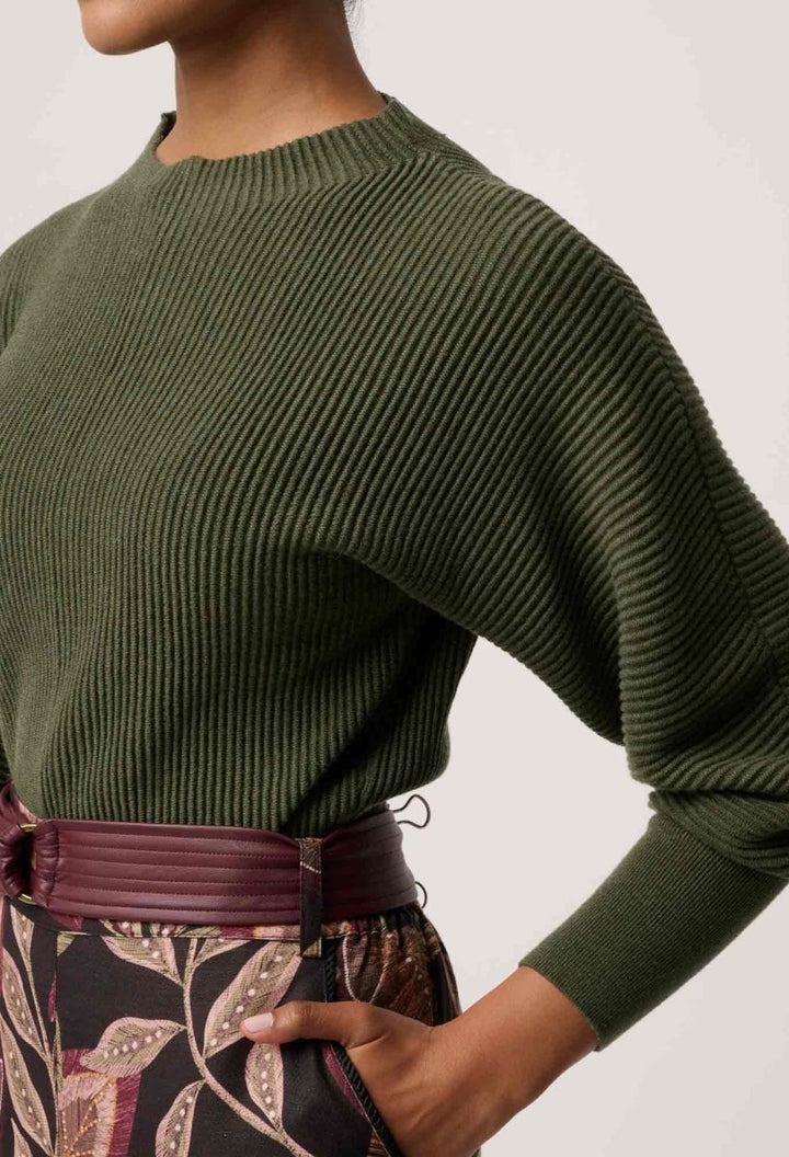 Roselle Cotton Cashmere Knit Top in Winter Moss Once Was