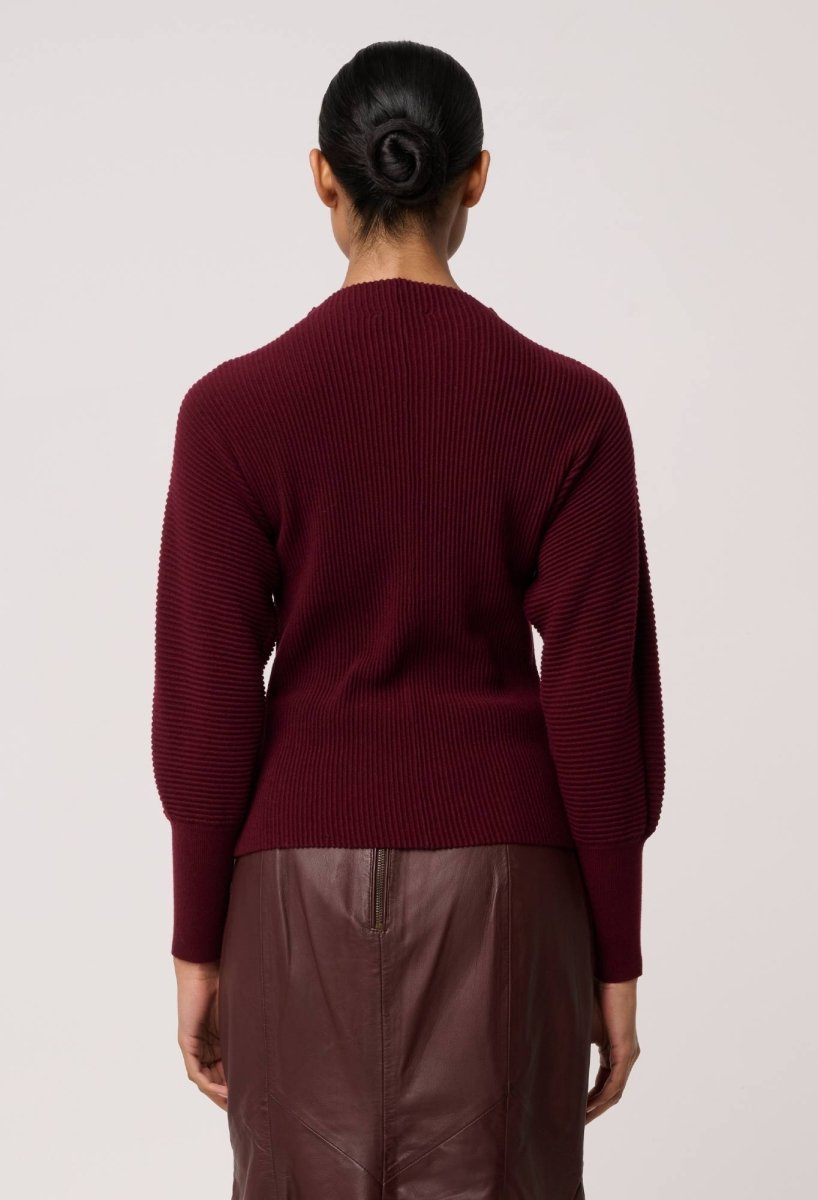 Roselle Merino Wool Blend Knit Top in Bordeaux Once Was