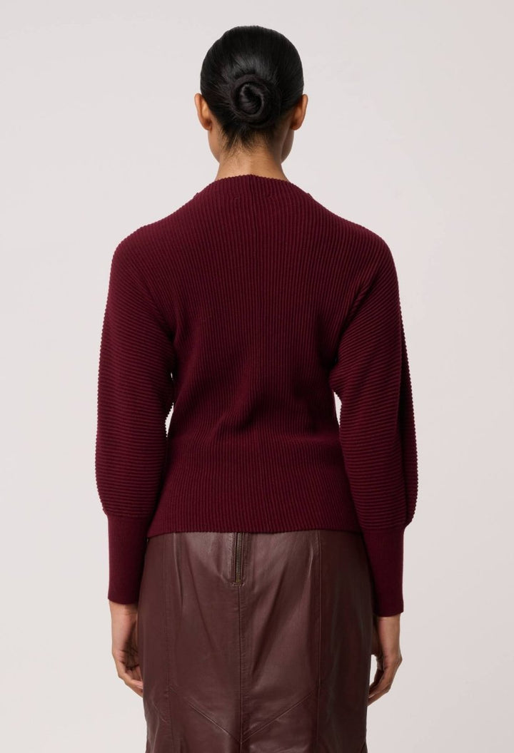 Roselle Merino Wool Blend Knit Top in Bordeaux Once Was